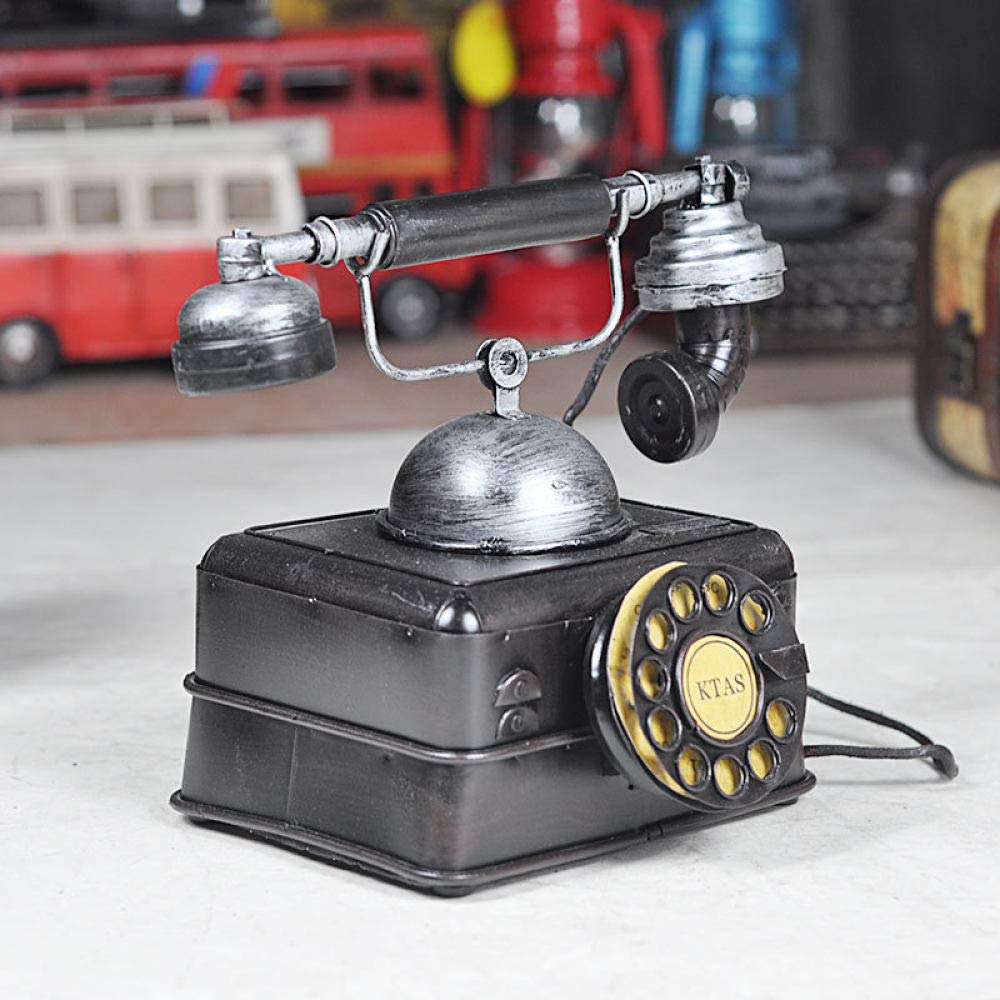 Petite statue téléphone rétro fer pour embellir votre étagère de salon ou bureau