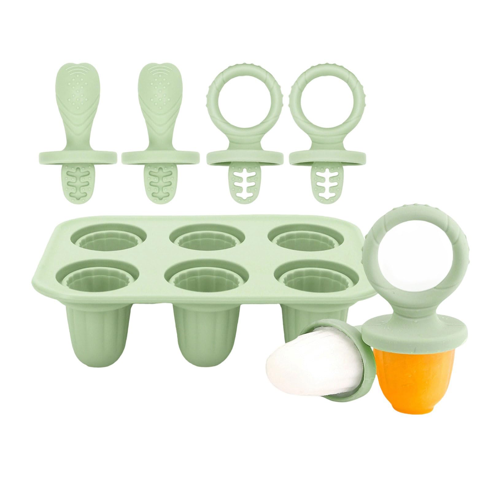 Oxxggkao 6 Piece Teething Ice Popsicles Molds for Infants Silicone Ice Cubes Tray with Chewable Edges Safe for Babies Teeth and Dishwasher Friendly Baby Teething Cubes Tray