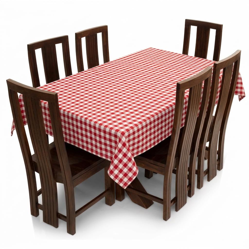 Cotton Table Cover | 6 Seater Table Cloth | Ideal for Cafés & Restaurant | Size 44x75 Inches (Red Checked)-image-33