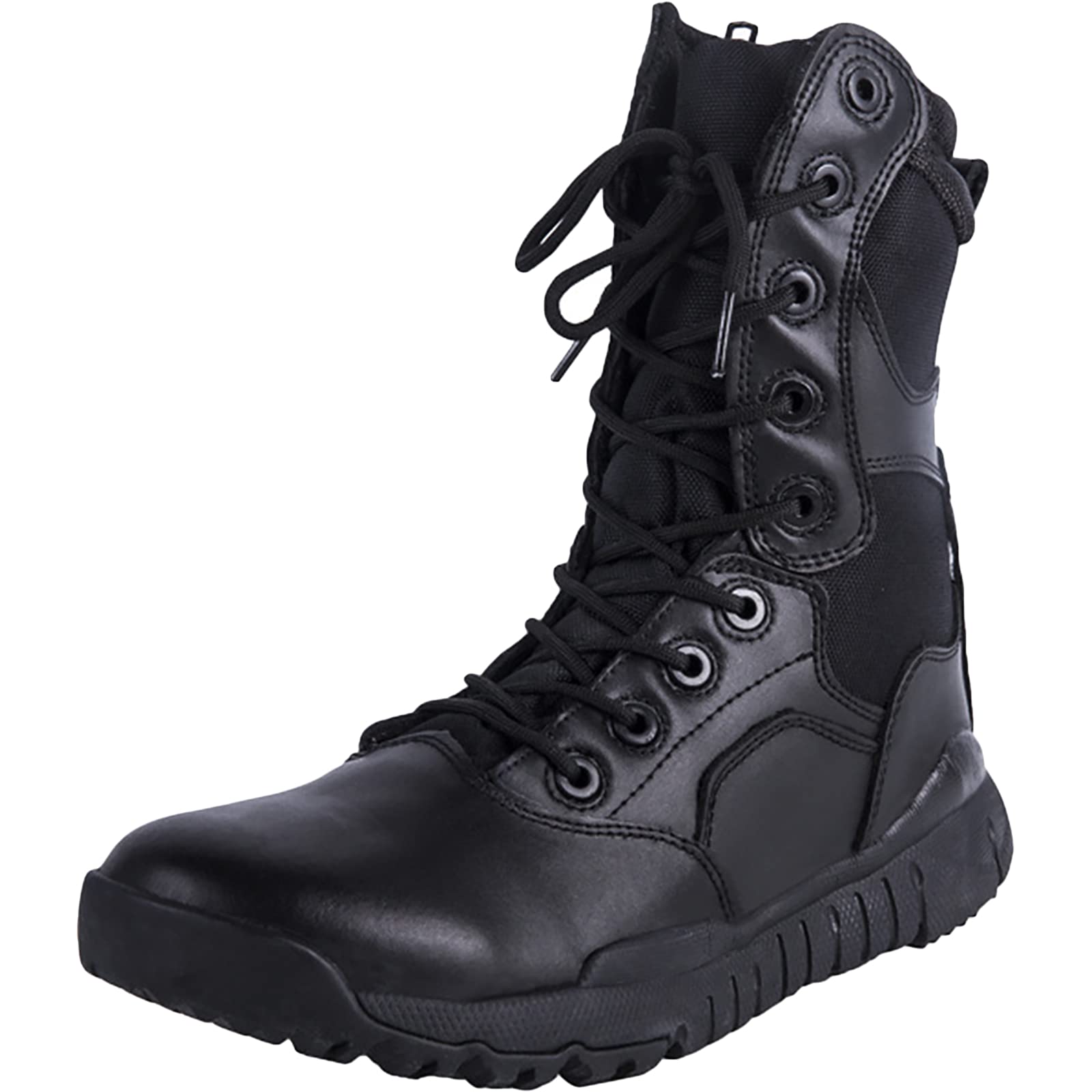 HHMacro Men's Ultralight Breathable Military Army Boots Commando Outdoor Desert Tactical Boots Combat Boots Security Police Shoes,Black- US8.5/UK8/EU42