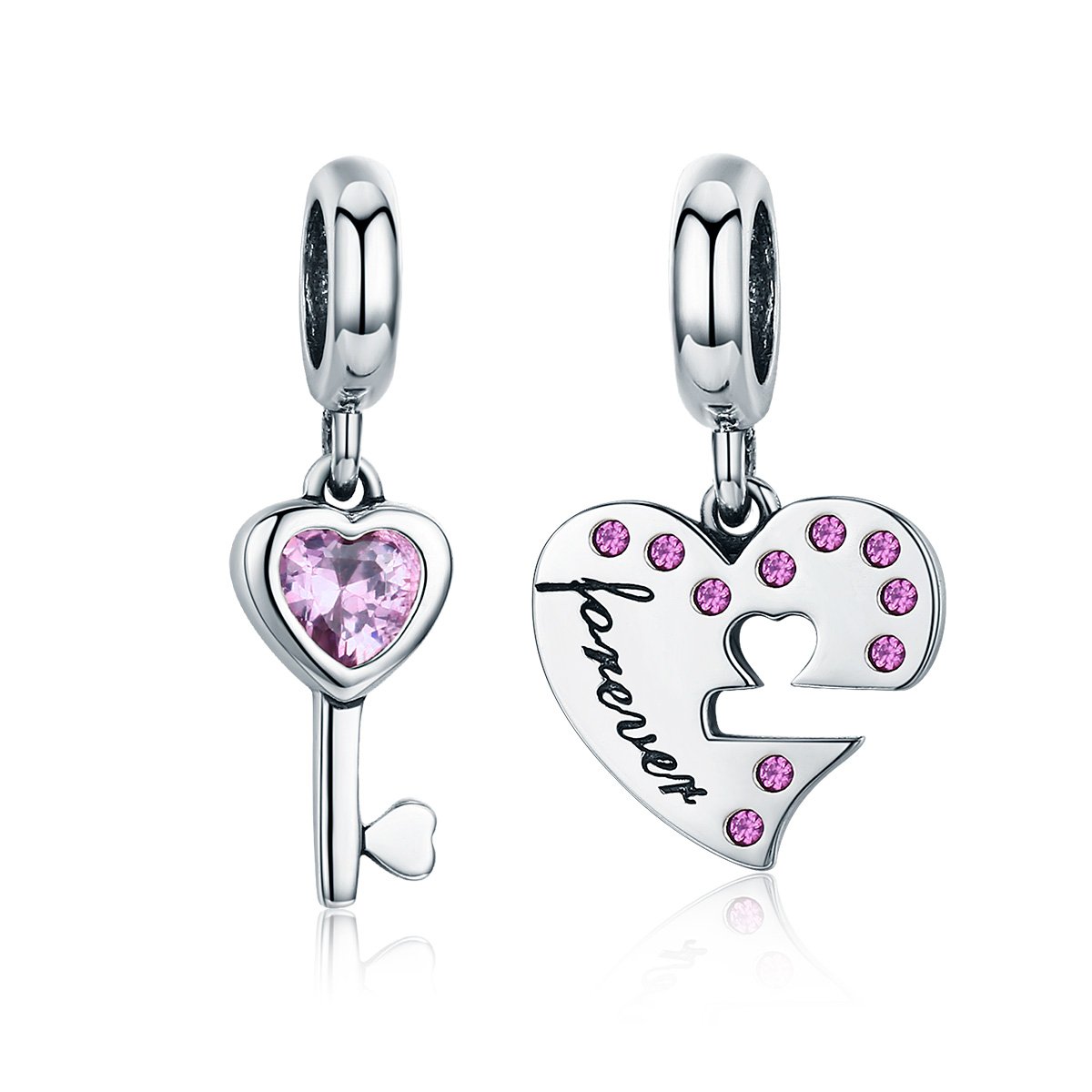 Lock Key Of Heart Pink Cz Dangle 925 Sterling Silver Desertcart