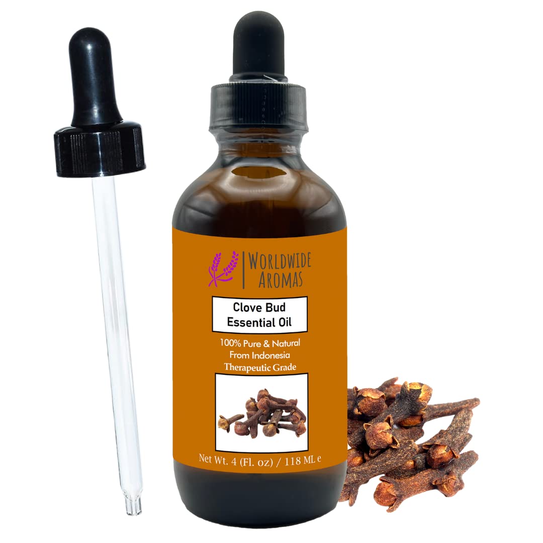100% Pure Clove Bud Essential Oil for Toothaches and Pain, Aromatherapy, Skin, Face, Toenails, and Diffuser