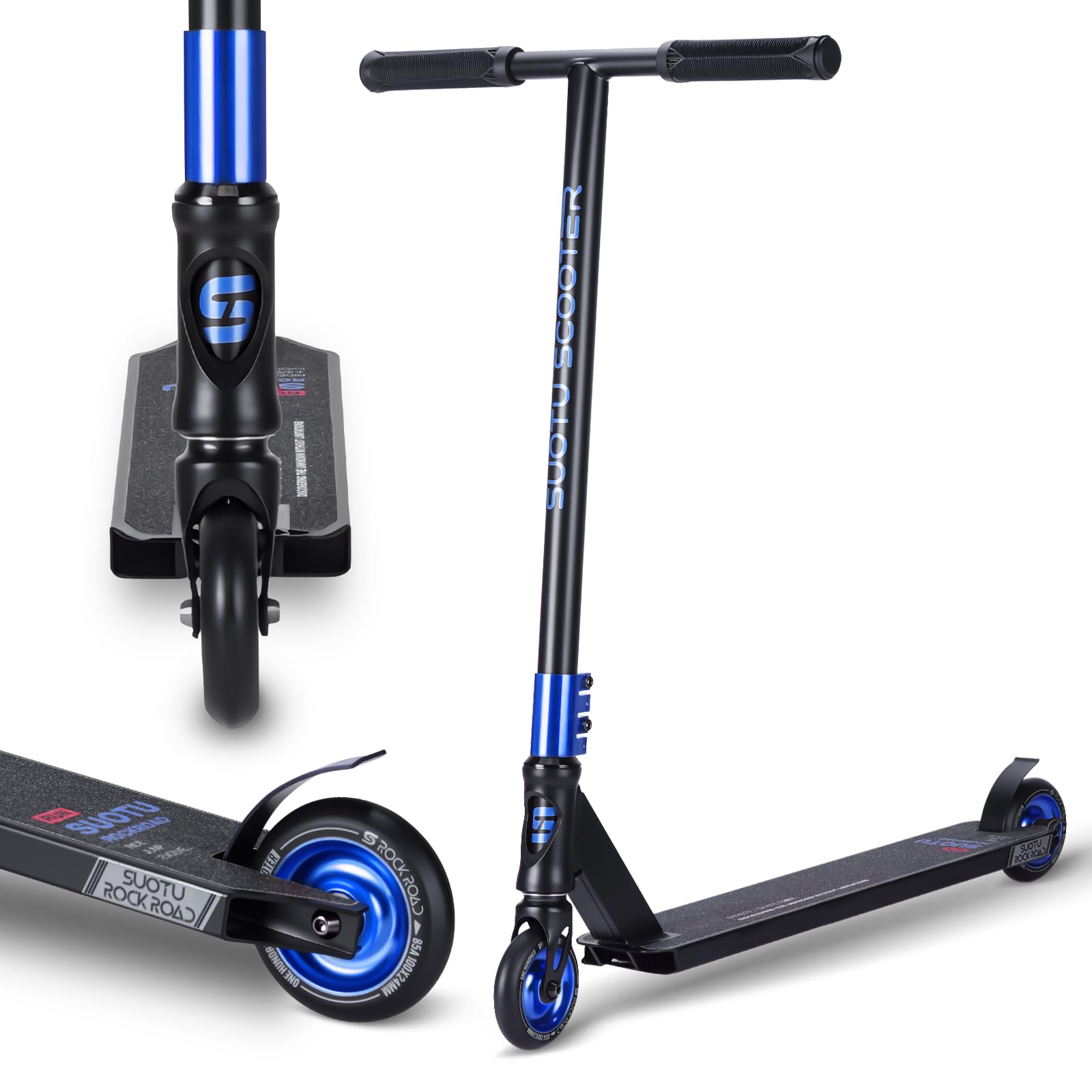 SUOTU Patinete Freestyle, Dirección de 360°, Ruedas de PU de 85A 100 mm, Scooter Freestyle para Niños Adolescente y Adultos, Capacidad Máxima de Carga: 100 kg, Aluminio — view 10