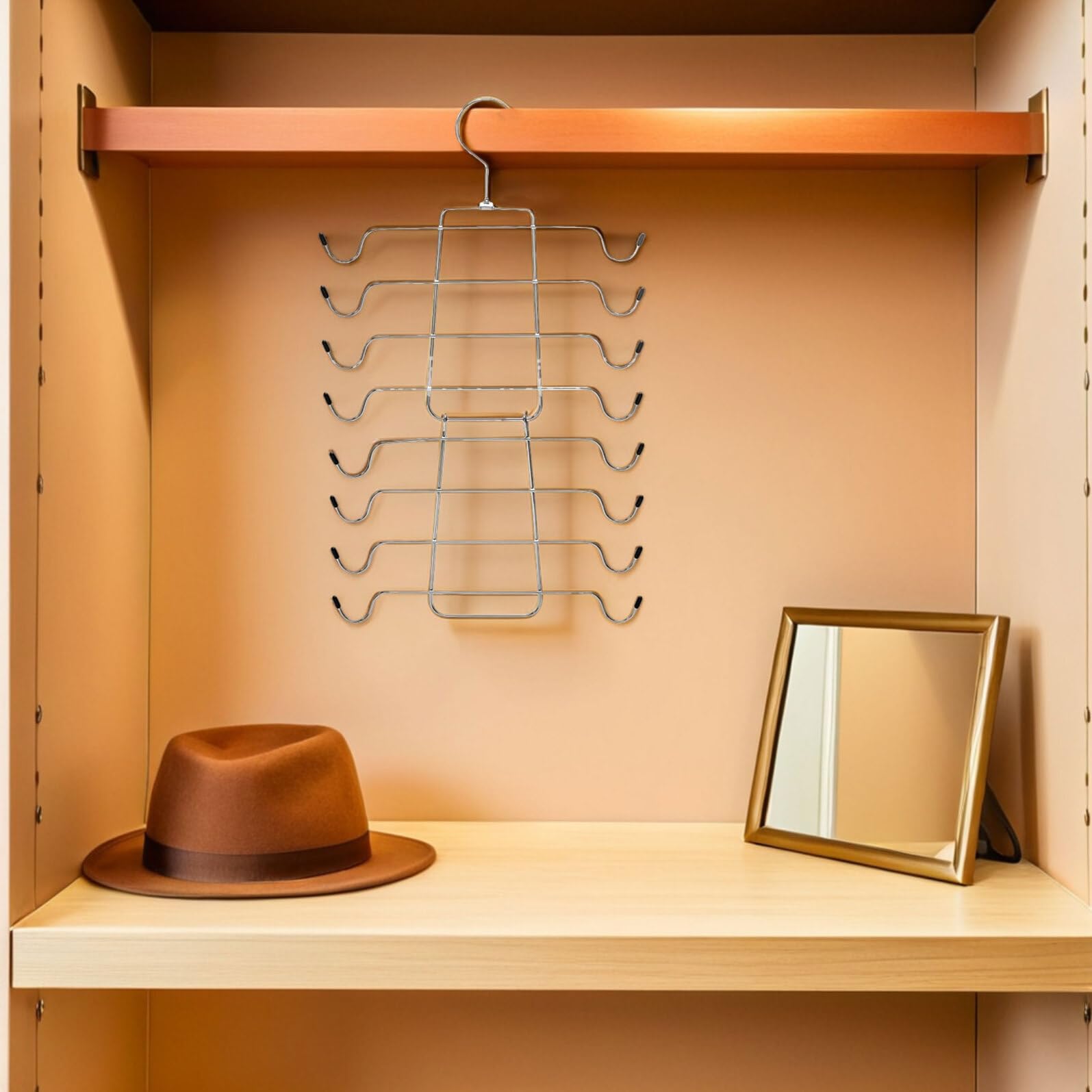 VICASKY 4 Stück BH Kleiderbügel aus Metall Faltbar mit 360° Drehbarem Haken Platzsparender Schrankorganizer für BHS Tops und Schals Silberfarben für Studentenwohnheime und Reisen