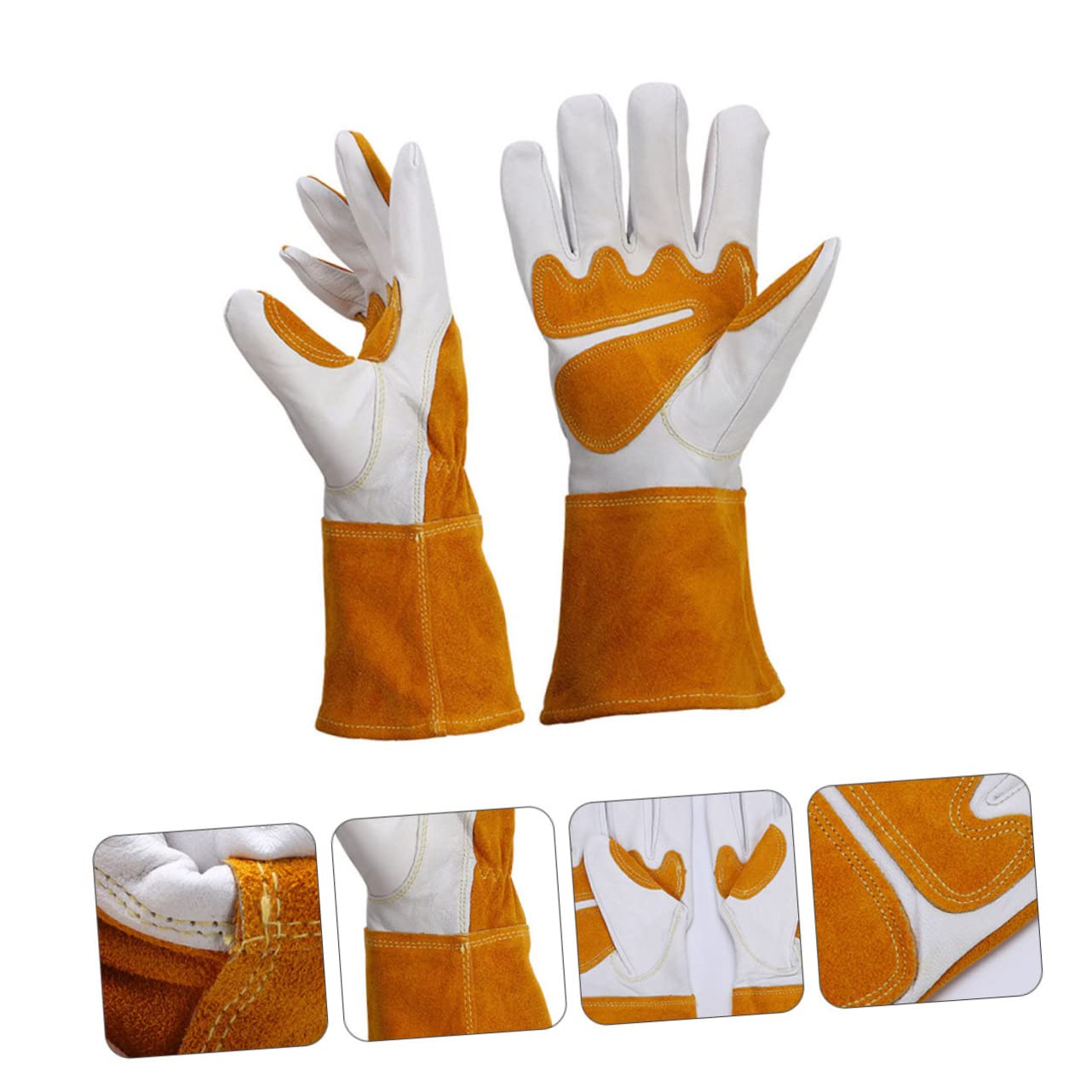 1par Guantes De Jardinería De Piel De Oveja y Vacuno Ajustables y Resistentes Protección Laboral Para Uso Exteriores Talla