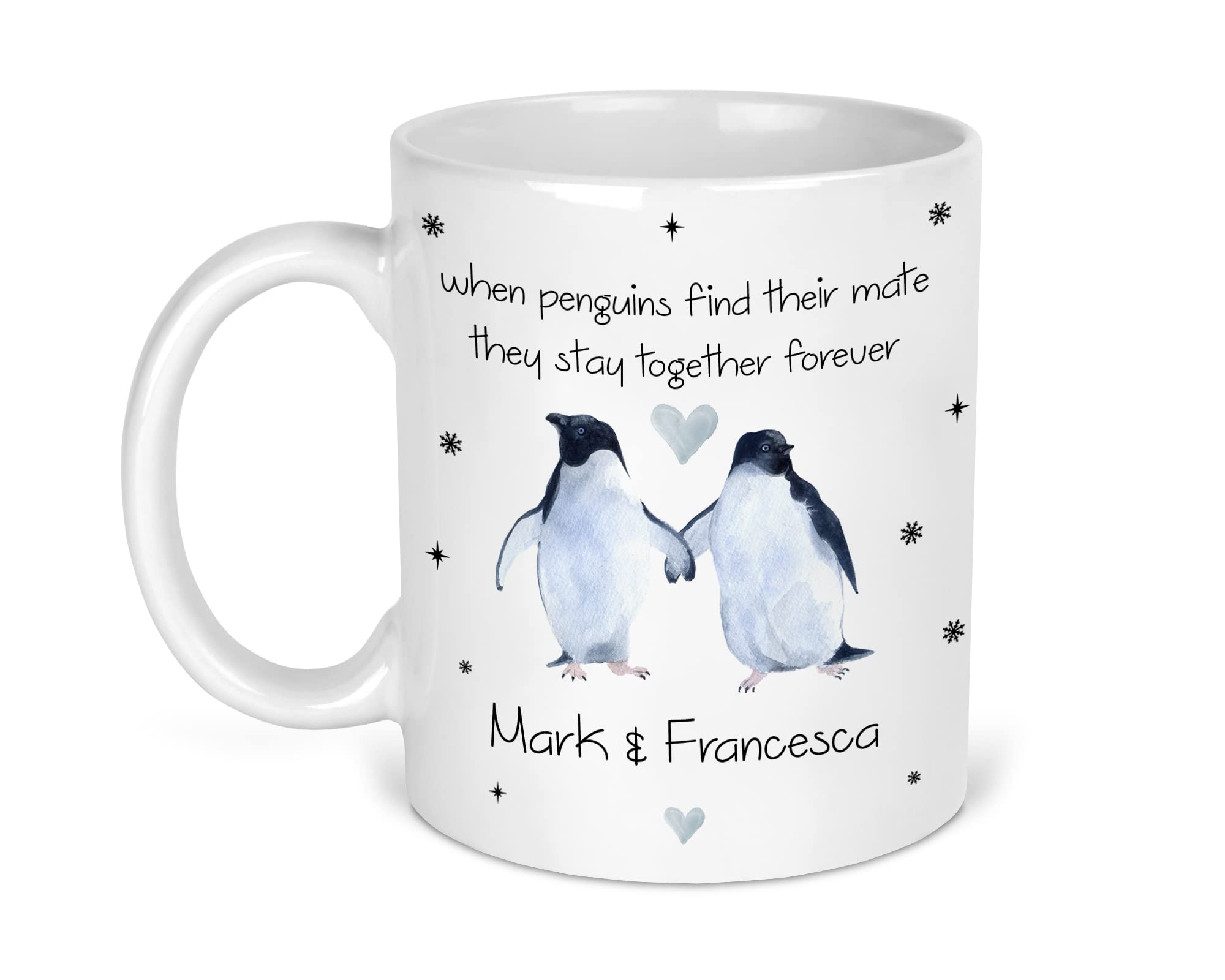Chicken Craft Personalised Penguin Couple Mug with Names When Penguins Find Their Mate Design