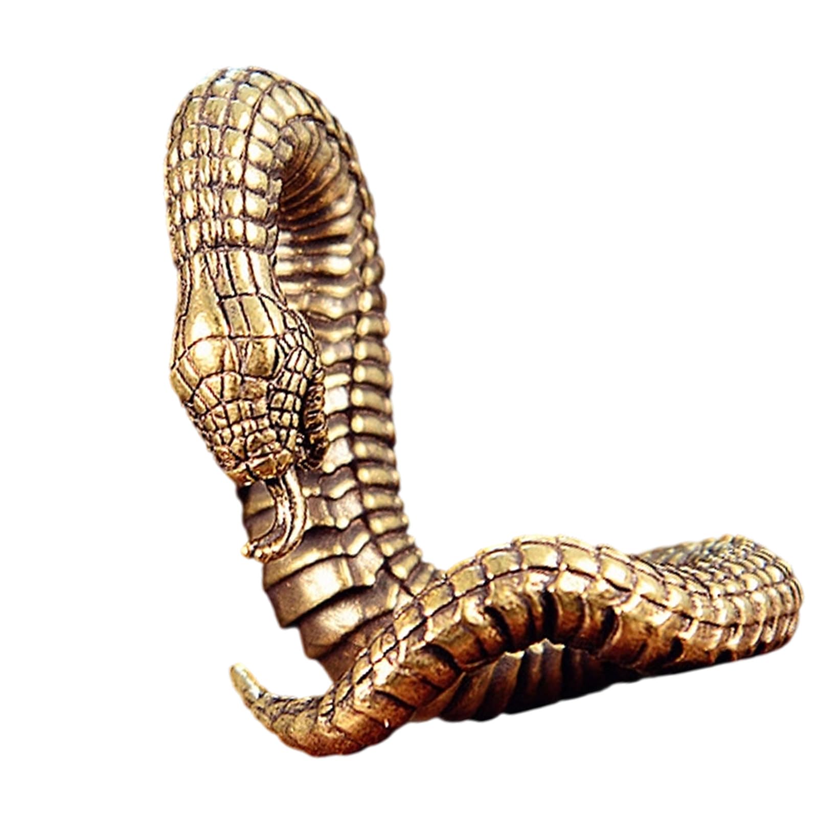 Tsophreniq Retro Copper Snake Sculpture Tea Pet Metal Snake Figurine Tabletop Ornament for Home Desk Decorations Handcrafted Copper Desk Ornament