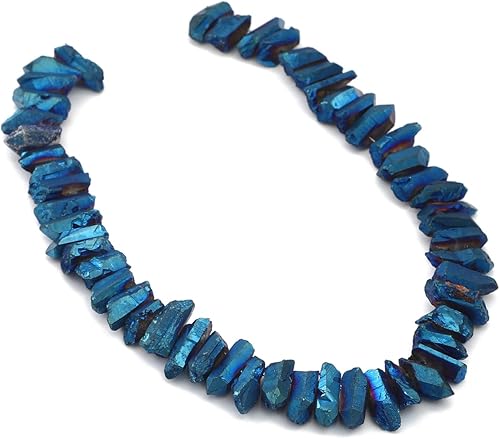 Miniatura 2 de Azul oscuro titanio recubierto de cristal cuarzo punto punto punto grano áspero 0.8"-1.2" para la fabricación de joyas 15 pulgadashebra