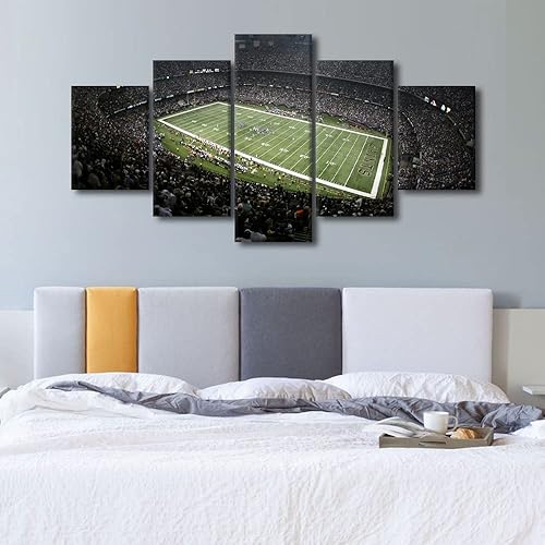 Vista 269 de Cuadros de estadios deportivos de fútbol americano de Minnesota, cuadros de vikingos, 5 paneles, lienzo para pared, arte de pared del estadio