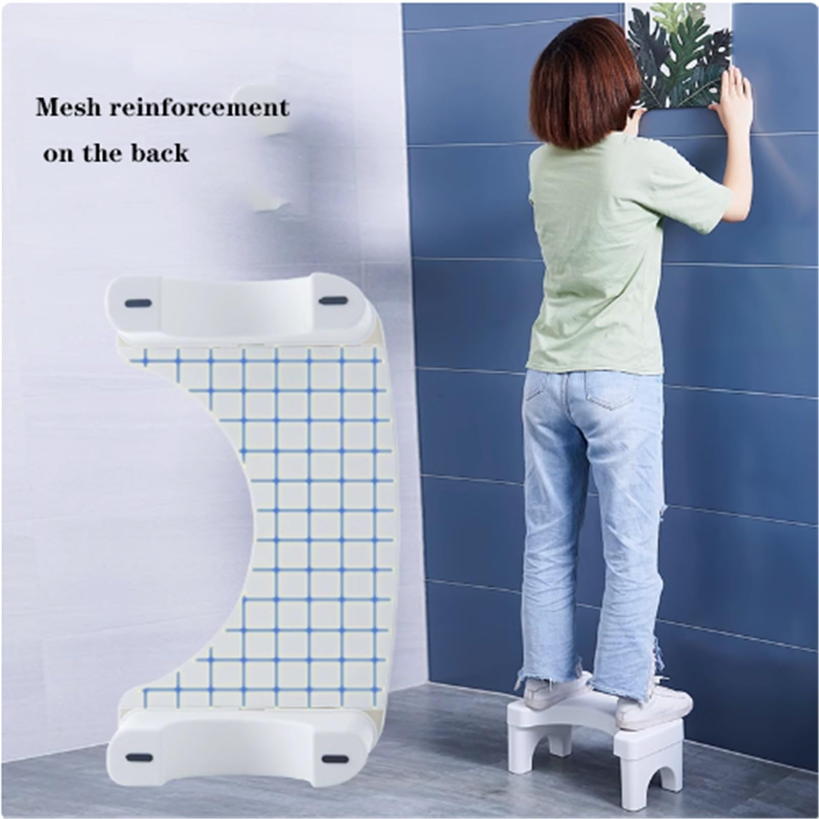 Kunststoff-Fußhocker, quadratisch, Töpfchenhocker for Kacken, Badezimmer-Fußstützenhocker, einfache Aufbewahrung, rutschfester Toilettenhocker for Erwachsene, Tragfähigkeit 300 Pfund, 15,3 Zoll