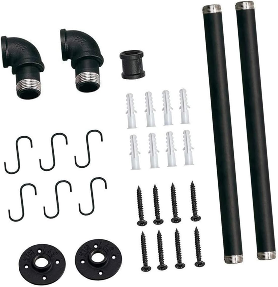 SUPVOX Wall Mounted Kitchen Pot Rack with Hooks Iron Pot Storage Organizer Rail 13x60cm Hanging Utensil Holder Space-saving Kitchen Storage Solution