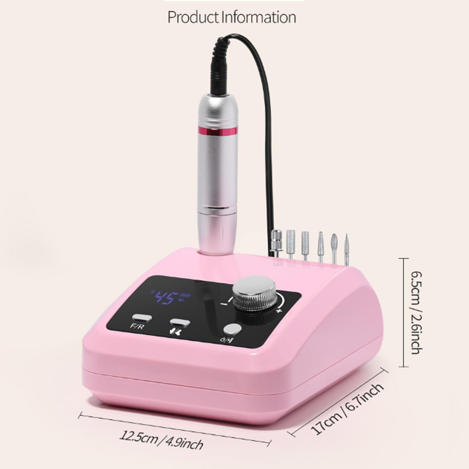 Kit Trapano Elettrico per Unghie 45000RPM - Fresa Professionale per Unghie in Acrilico, Gel e Polvere Dip