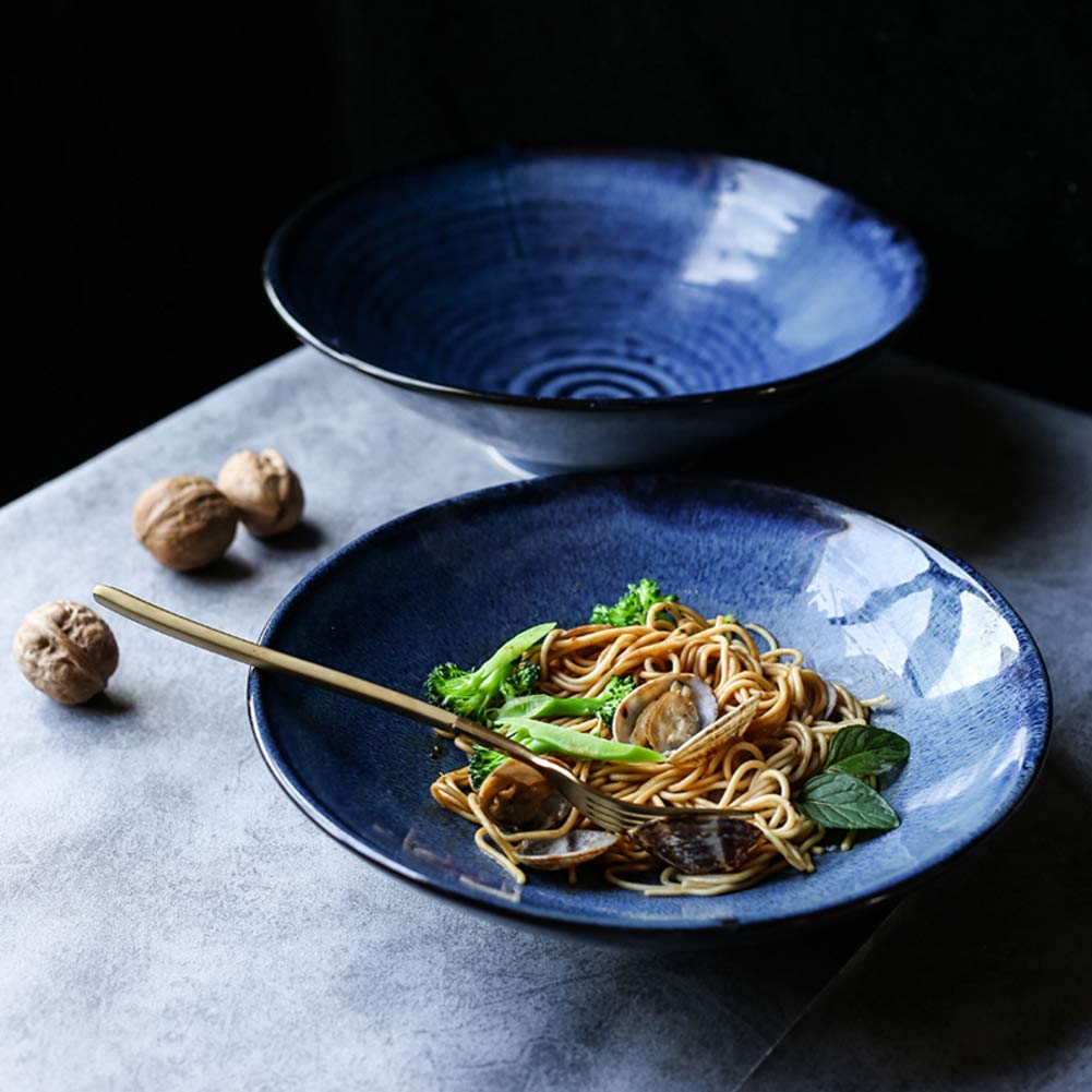 Japońska duża 9,5-calowa ceramiczna miska do serwowania miska na zupę miska na sałatkę owocową ramen kreatywna miska na Ramen zastawa stołowa ceramiczna miska na płatki śniadaniowe makaron