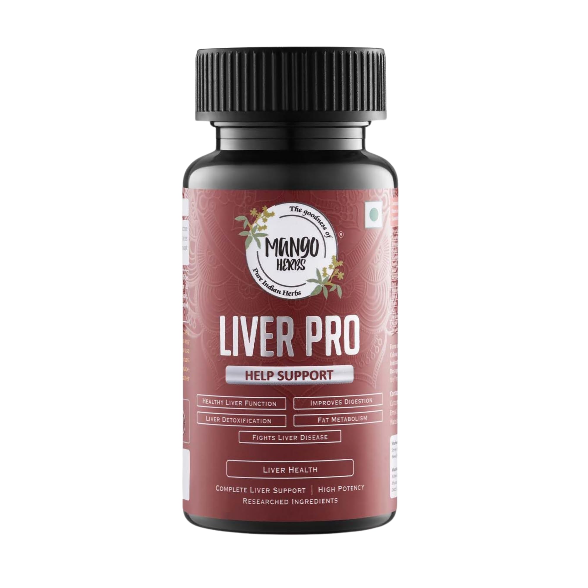 Mango Herbs Liver Pro: Natural Liver Health Supplement for Detox, Fat Metabolism & Gut Health | No Laxatives or Stimulants | 60 Ayurvedic Veg Tablets
