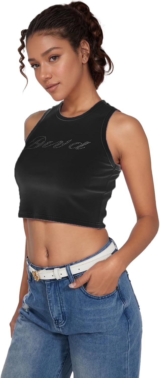 LQI Round Neck Racerback Tank Top Y2K Slim Fit Crop Top Pink Tops for Women Girls - Image 5