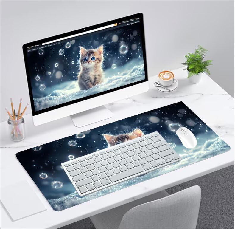 Tapis de souris XXL gris 900x400mm imperméable pour bureau et setup gaming - 2