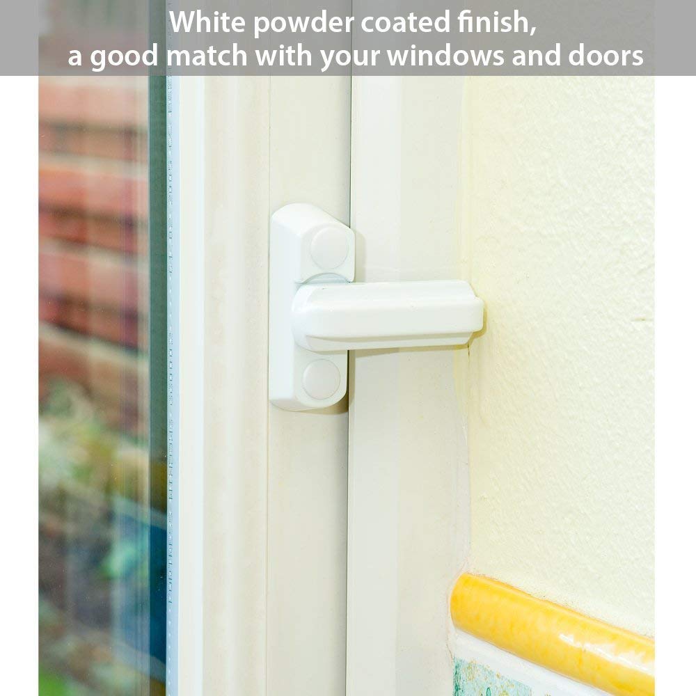 4 Serrature Di Sicurezza Per Finestre UPVC - Limitatori Di Rotazione In Lega Di Zinco, Colore Bianco - Foto 3