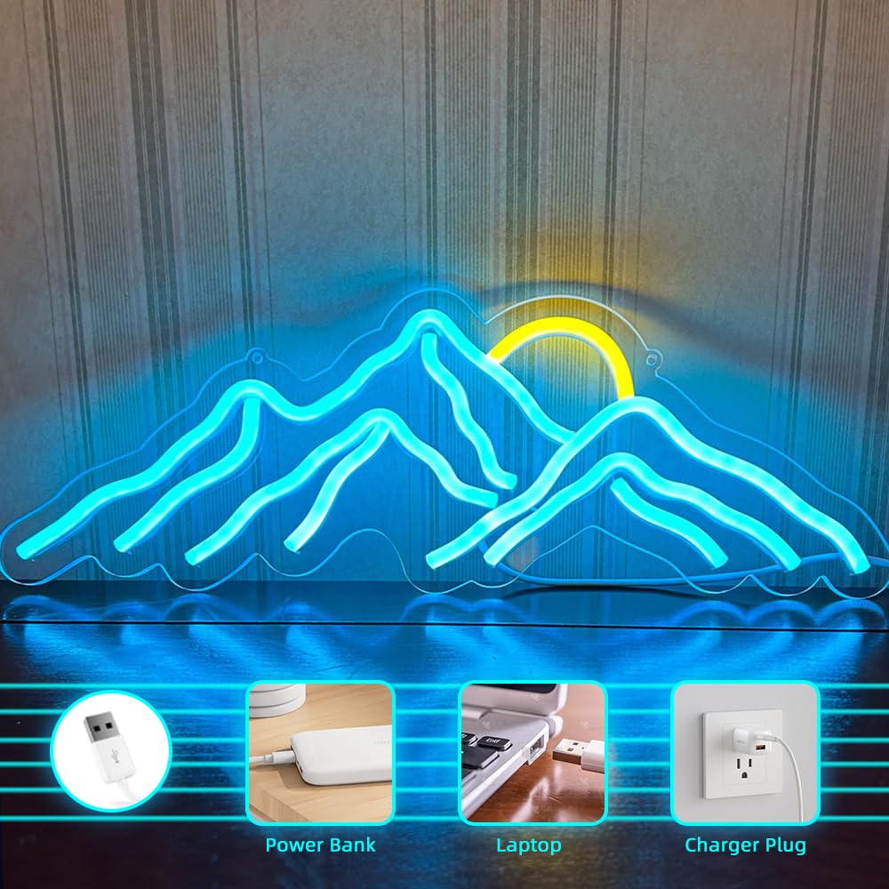 Letreros de neón de puesta de sol de montaña para decoración de habitación,letrerosLED para dormitorio,pared,luces de neón para el hogar,fiesta, boda,decoración deNavidad,alimentado por USB