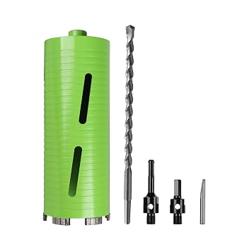 4 1/4 Inch Dry Core Drill Bit with Pilot Bit and 2 Pcs Adapters
