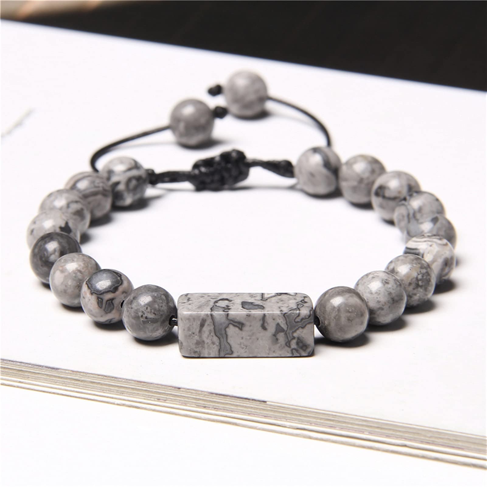 Naturstein-Armband, handgefertigt, geflochtene Armbänder, Herren, natürliches Lapislazuli-Stein, Perlenarmband für Frauen, Minimalismus, Verstellbarer gewebter Seil-Schmuck, Armband-Schmuck