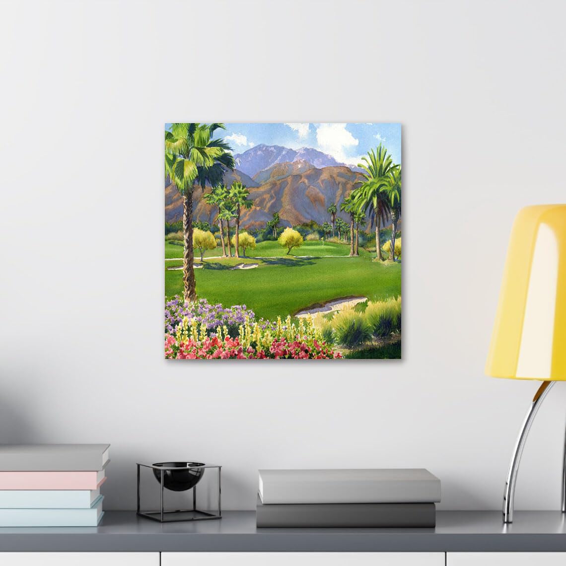 GADGETS WRAP Canvas Gallery Wrap Framed for Home Office Studio Living Room Decoration (10x10inch) - Palm Springs Golf Course With Mt San Jacinto