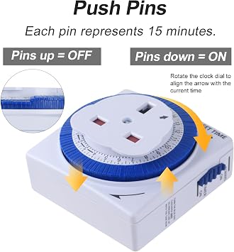 Mechanical Indoor Timer Socket Switch, 24 Hour Segment Timer Light Switch for Indoor Lights, Christmas Lights and Home Appliances,3 Pack.