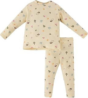 بيجامة منسوجة للبنات البيبي بقصة عادية ورقبة دائرية وأكمام طويلة من ديفاكتو، D5376A5