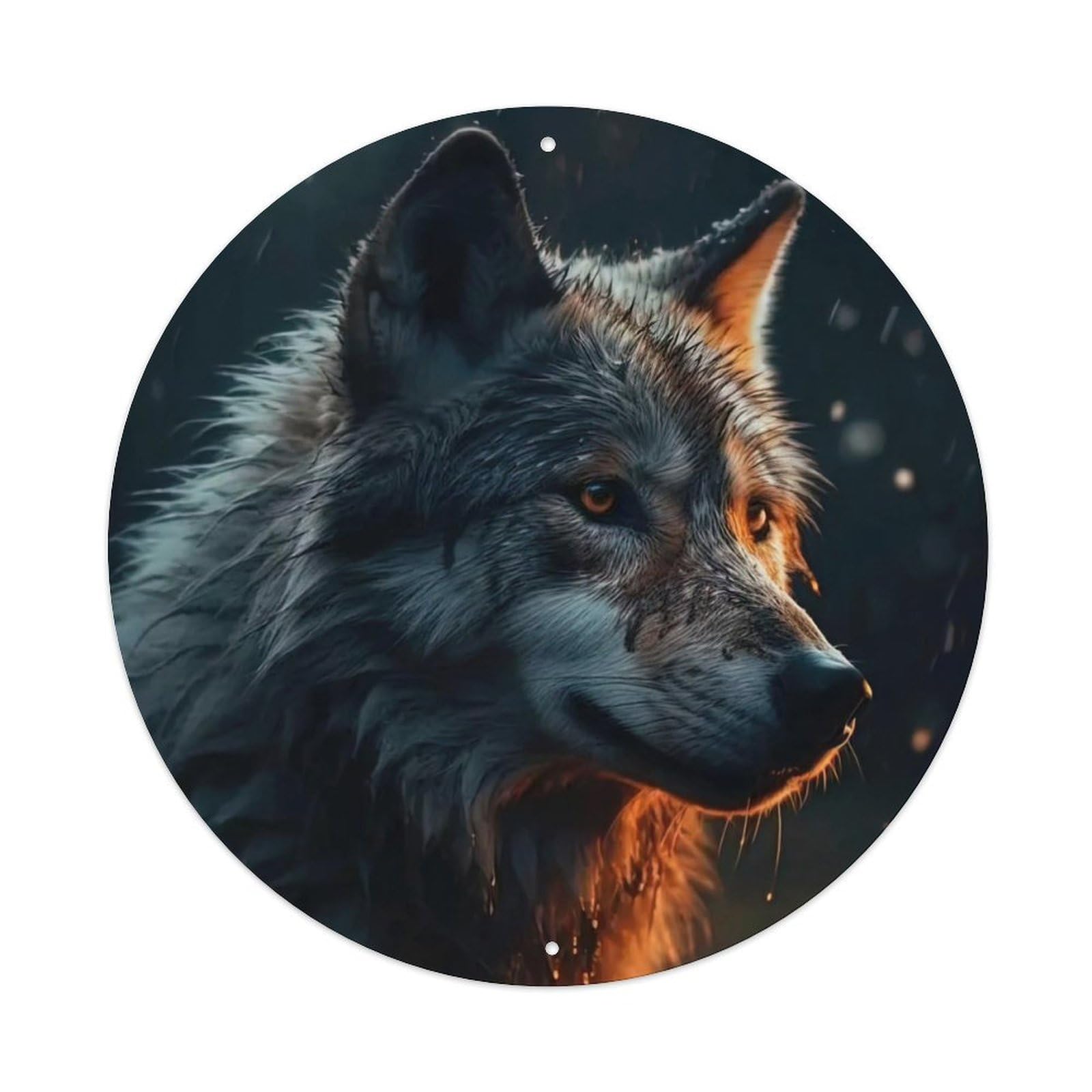 Animal Wolf in The Rain Metal Tin Sign