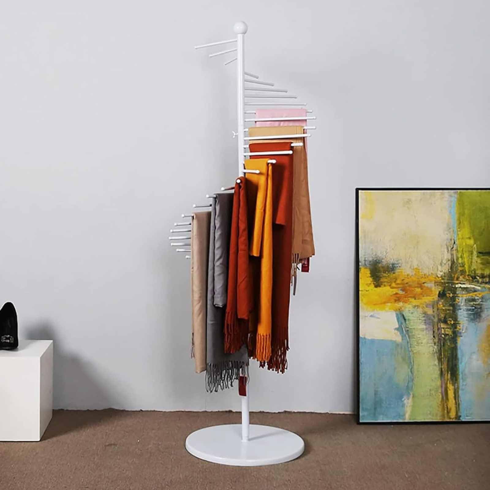 Soporte de metal en espiral para bufandas, ahorro de espacio, para bufandas, cinturones, pantalones y mantas, solución de almacenamiento de ropa para el hogar y comercial
