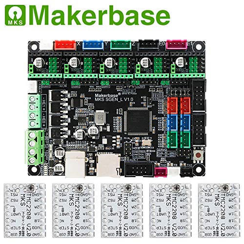 Placa de impresora 3D MKS SGen_L 32 bits controlador compatible con Marlin2.0 y firmware de batidos. Compatible con varios tipos de unidades, with 5PCS TMC2208 V2.0, 1