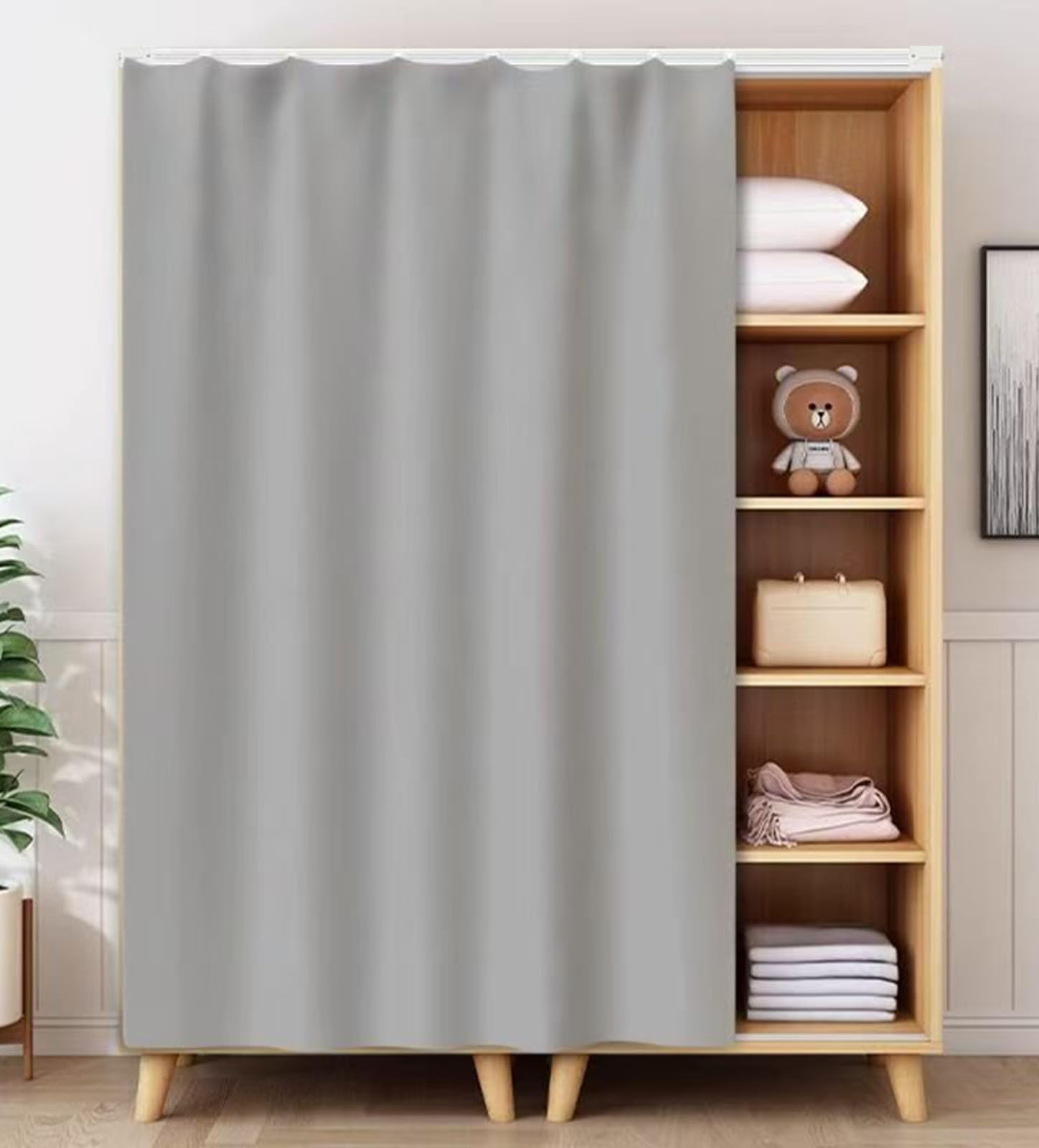 Pyłoszczelna zasłona do szafy, łazienki, szafki na buty i kuchni, wisząca osłona na drzwi, 60 x 100 cm, stylowe rozwiązanie do przechowywania w domu