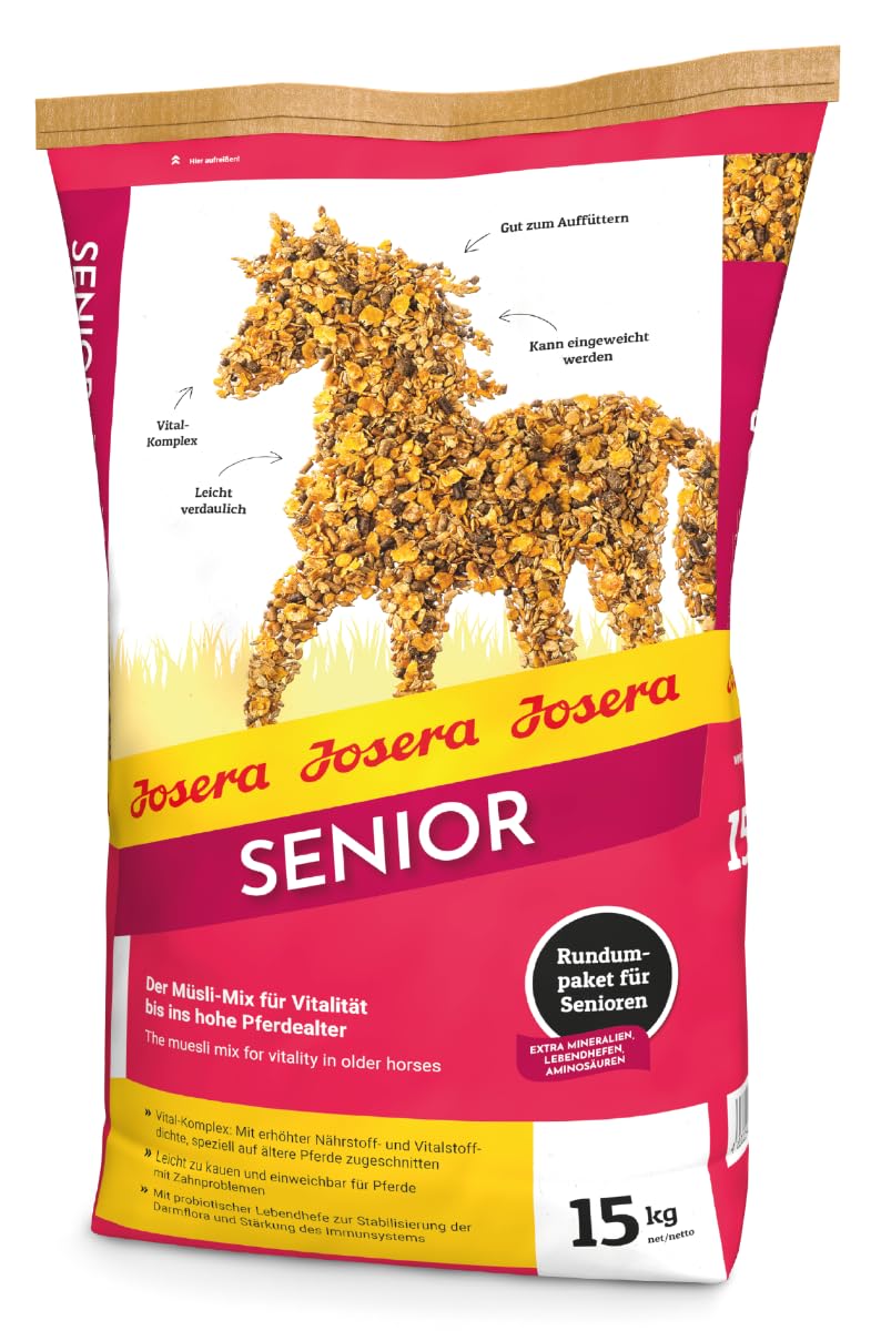 JOSERA Senior (1 x 15 kg) | Mangime per cavalli di alta qualità con complesso vitale | facile da digerire | Ottimo per l'alimentazione | cibo per cavalli senior