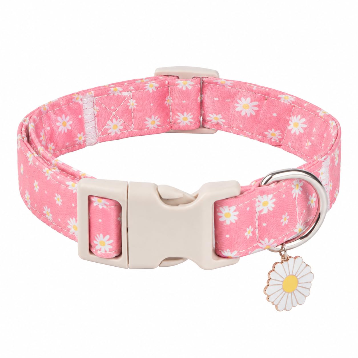 Pink Dog Collar Adjustable Small Dog Collar Pink Daisy Print