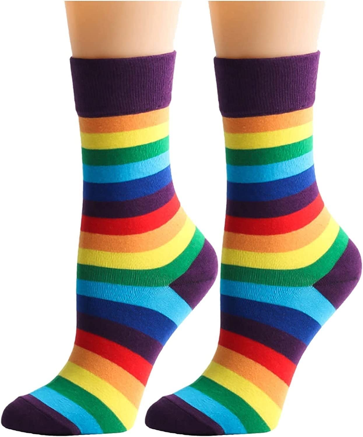 Calzini Termici Calze Invernali 6 Paia Di Calzini Da Donna Colorati A Righe Arcobaleno Calzini A Tubo Medio Casual Morbidi E Confortevoli Calzini