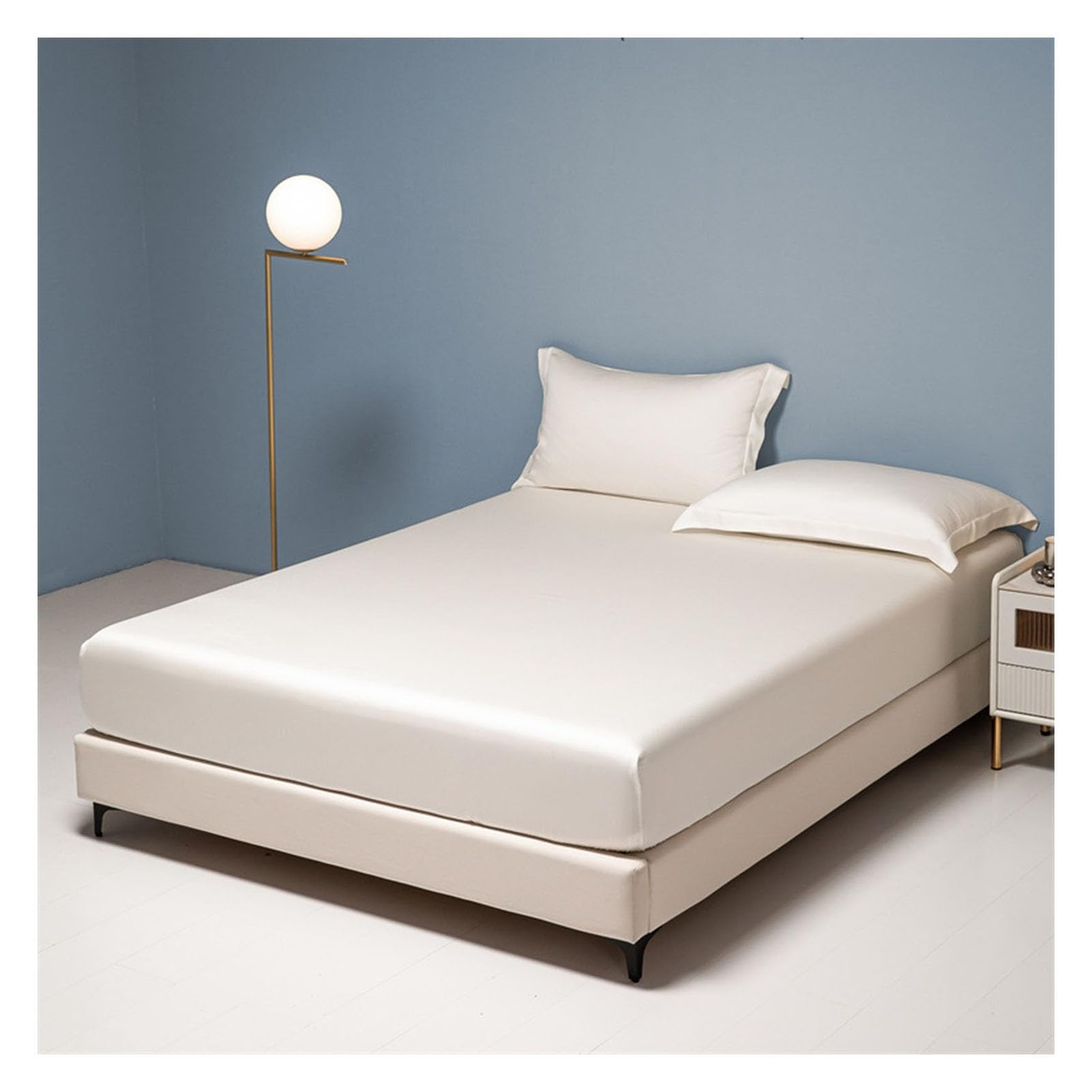 100s Lyocell Tencel Satin Fitted Sheet Only 30cm Deep Pocket Silky Soft Bottom Sheet Non Slip Mattress Cover For Twin Queen King Bed 1 Piece Skin Friendly