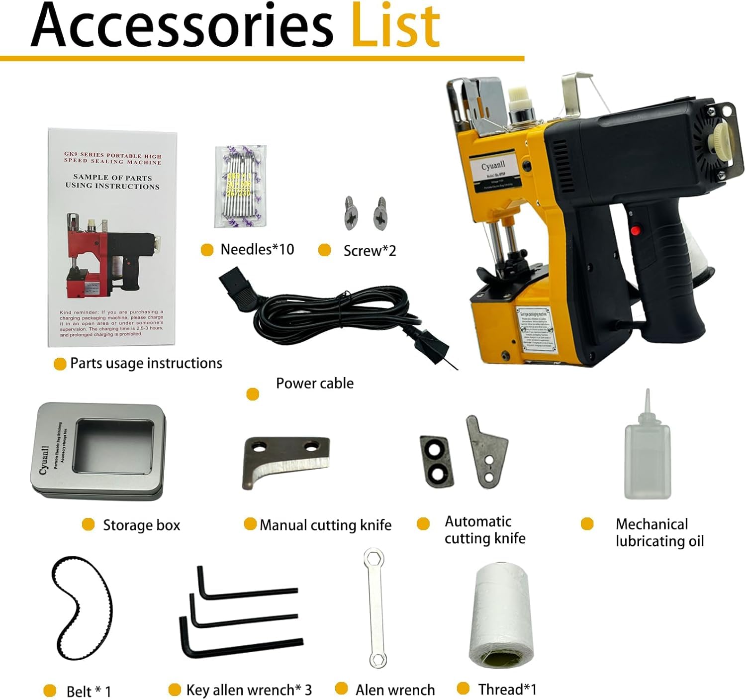 Mini Bag Closing Machine-Electric Portable Bag Sewing Machine 2s/bag,Bag Closer Automatic Woven Bag Sewer Packing Machine for Burlap PP Woven Kraft Paper Bag Feed Sacks Rice Bags Jute Bags Seed Bags