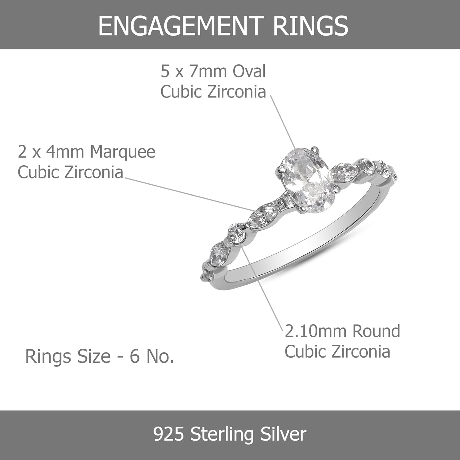 LeCalla 925 Sterling Silver CZ Rings for Women | Round Halo CZ Engagement Rings | Cubic Zirconia Wedding Band Promise Rings for Her | Ring Size 5-8No. - Image 3