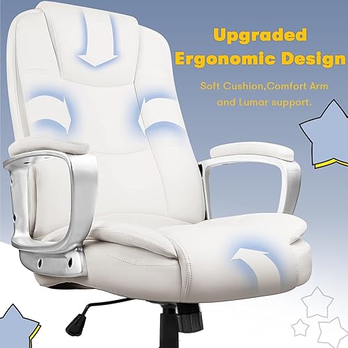 Miniatura 12 de OFIKA Silla de oficina en casa, silla grande y alta de 400 libras, diseño resistente, cojín ergonómico de respaldo alto, soporte lumbar para Negro
