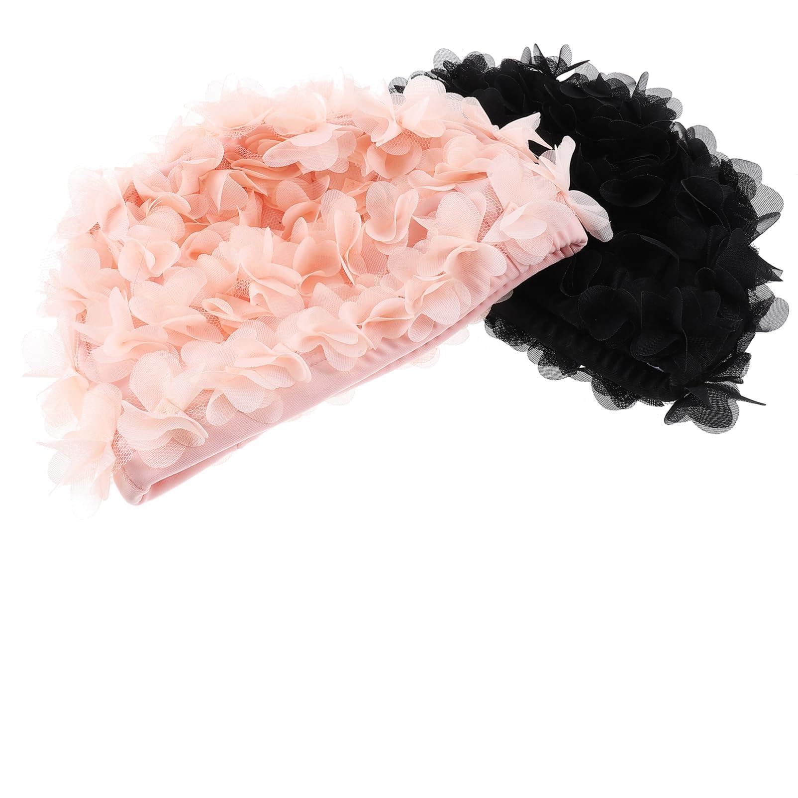 Cuffie da Nuoto Elastiche a Petalo, 2 Pezzi Rosa Nero per Donne | Nylon Leggero, Facile da Indossare e Togliere, Protegge i Chioma, Comfort in Piscina per Adulti