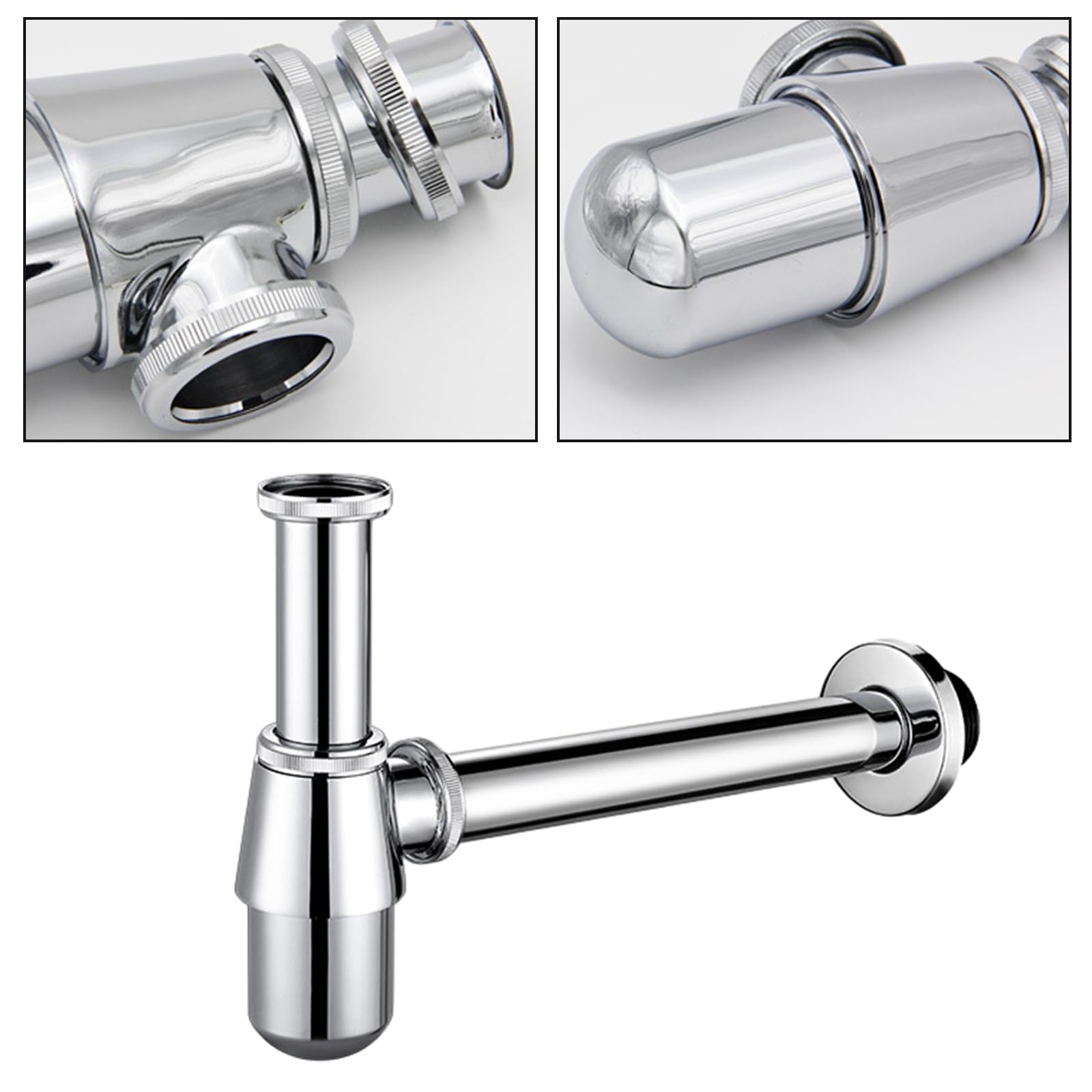 Siphon Universel Pour évier 1½” Avec Prise Lave-vaisselle – Sortie 40 Mm, Hauteur Réglable 130-300 Mm, Blanc, Gain De Place - 2