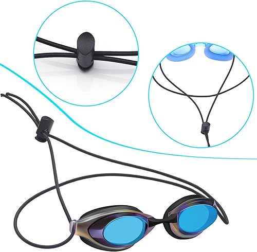 Miniatura 5 de Frienda Juego de 10 correas elásticas para gafas de natación, correa de repuesto ajustable para gafas de natación con abrazadera de bloqueo de cordón