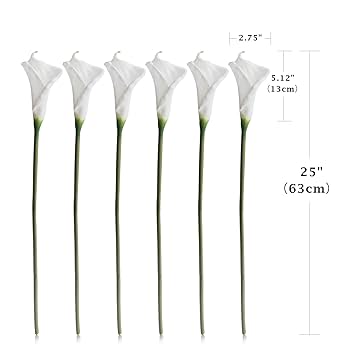 Amazon｜YalzoneMet RUZUQE 6個 ホワイトカラリリー造花、25