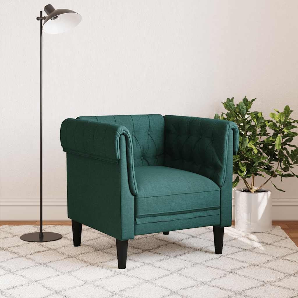 Sillón Chesterfield de Tela Verde Oscuro,16.4kg-372542