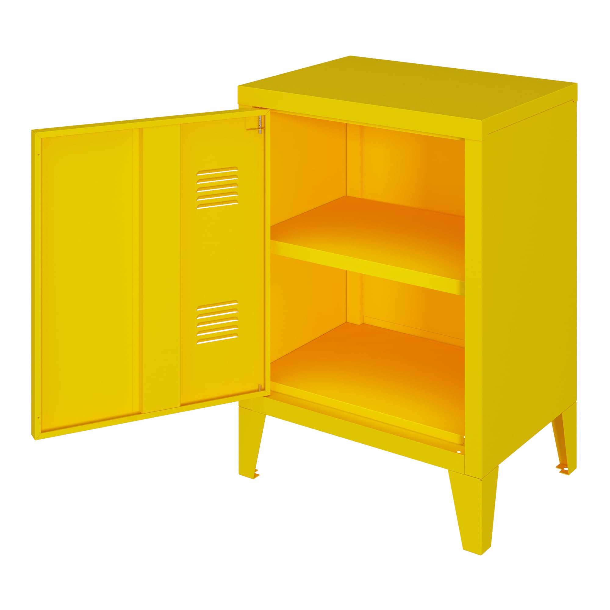 [en.casa] Comodino in Acciaio con Scomparto Chiuso con Anta Maniglia a Destra Tavolino Laterale da Divano Mobiletto Notturno Tavolino Basso da Ingresso 57x40x30 cm Giallo