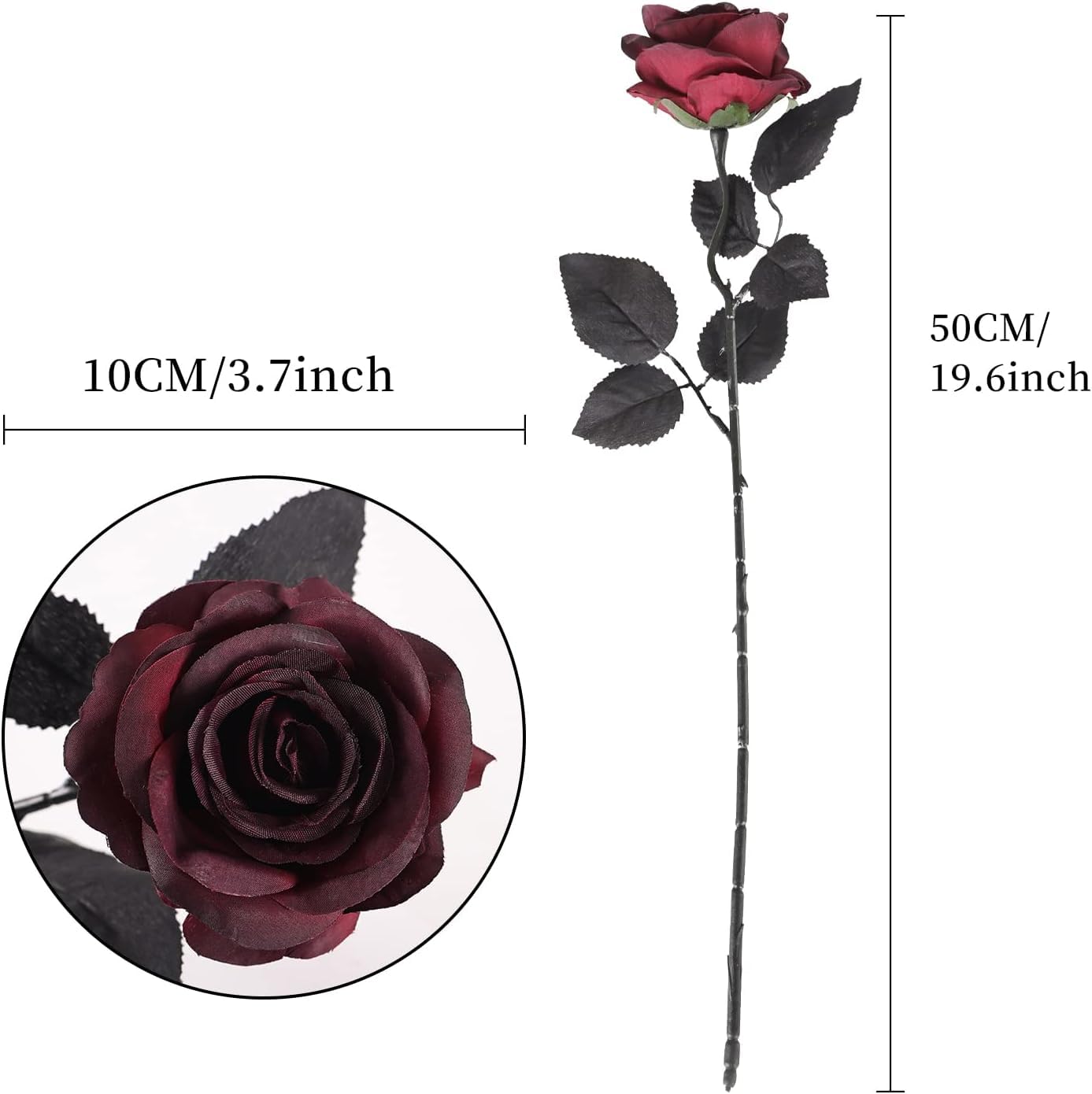 Macrak 10 Pcs Artificial Silk Roses Flowers Long Stem Fake Rose Flowers Bouquet for Home Wedding Party Centerpiece Decorations (Burgundy) - Image 2