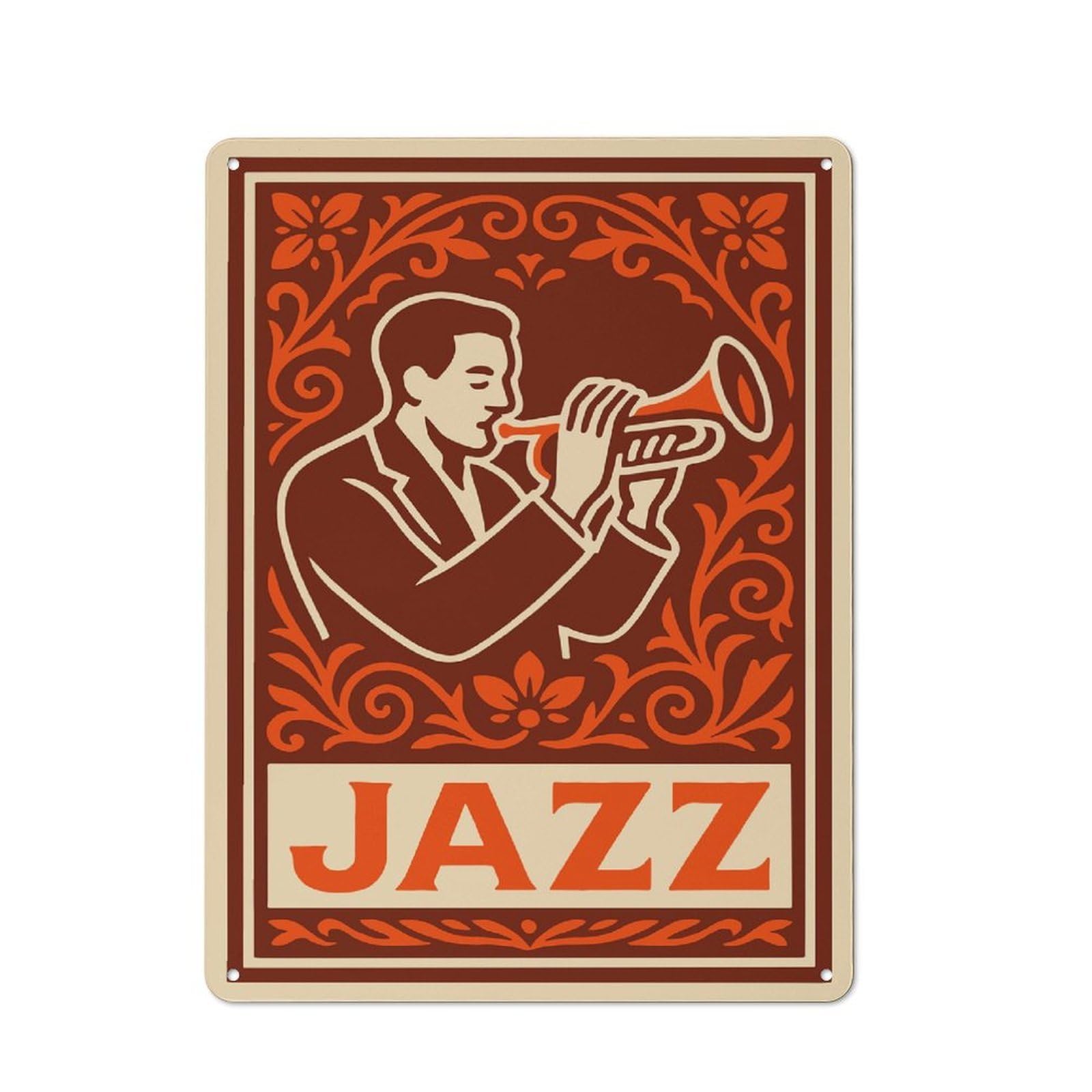 Junmoney Style-16 Vintage Tin Sign 40X30cm With Jazz Musician Playing Trumpet Vintage For Hallway Wall, For Home Interiors, Feature Walls And Decorative Displays