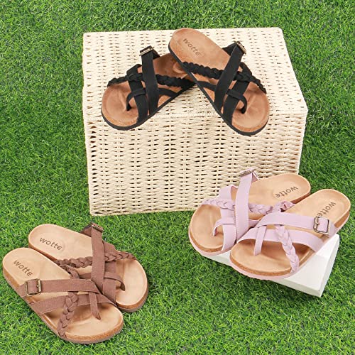 Zonsmo Womens Comfort Flat Slide Sandals Soft Footbed Arch Support Summer Casual Slip On Non-Slip Sandals For Beach Black Size 8 #TOP5