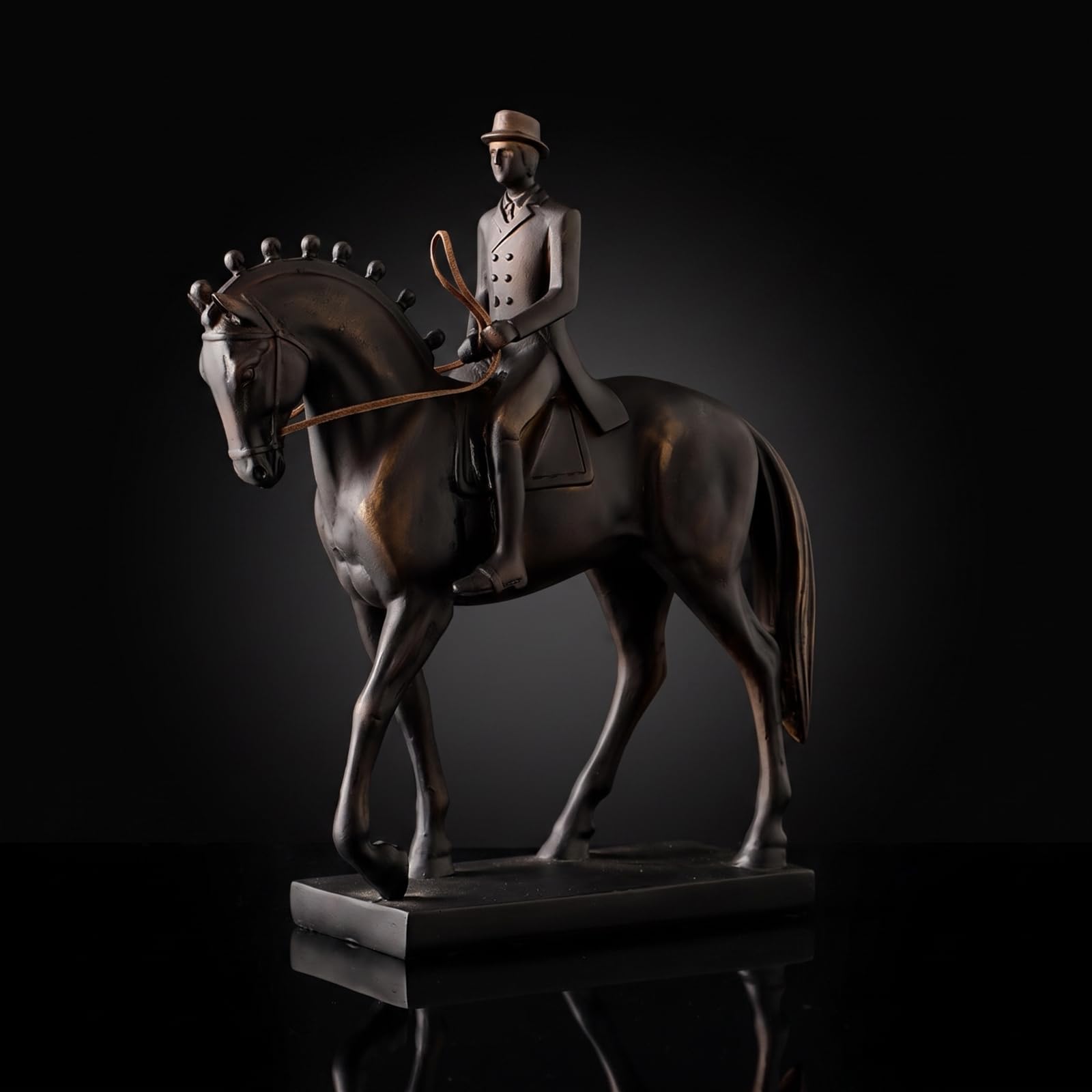 KESOTO Statuetta di e | Finitura Bronzo Antico, Statuetta, Retrò, per Soggiorno, Ufficio, Dei Cavalli, Collezionisti, Uomo