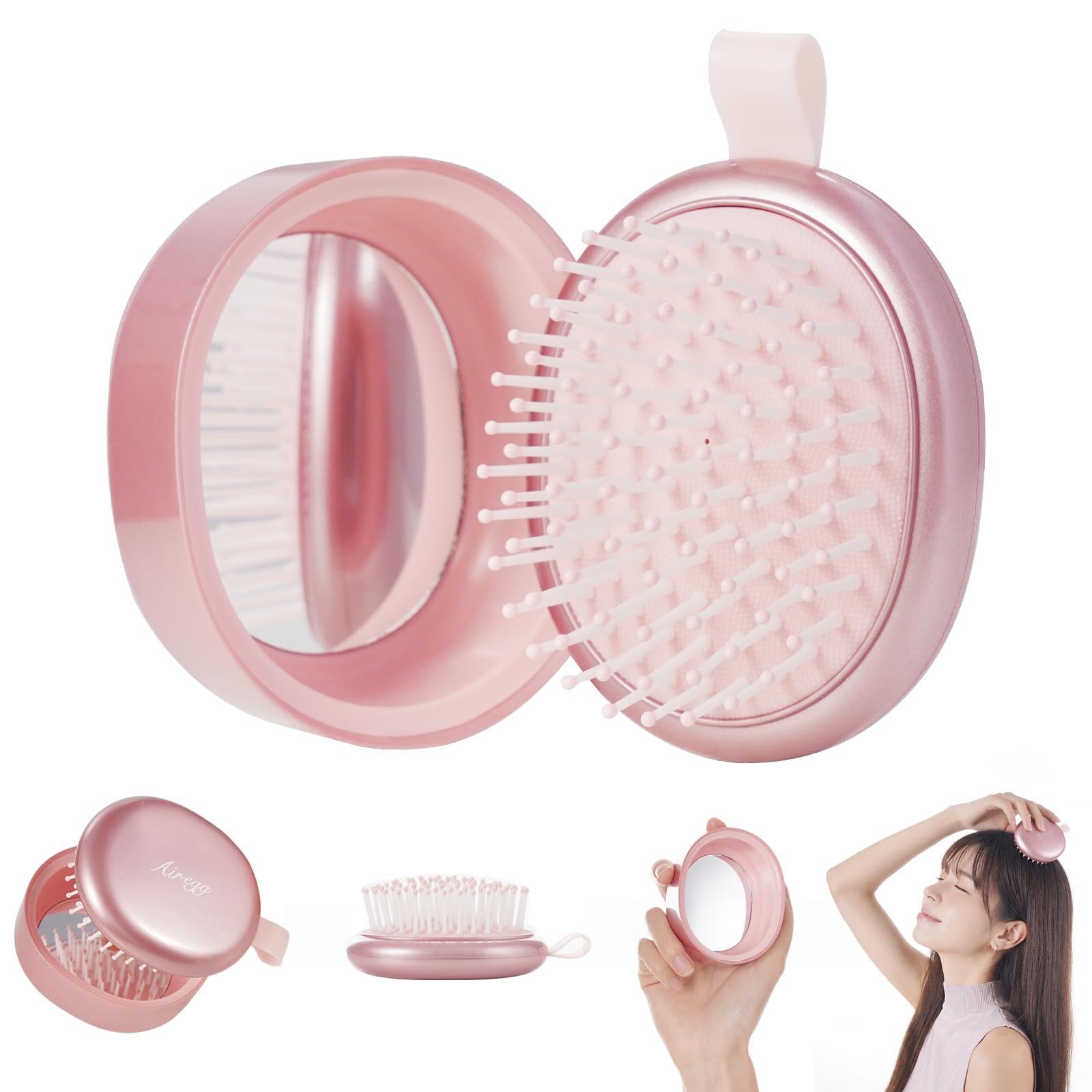 Amazon | MIZIKIRIN ヘアブラシ 携帯用 鏡 コンパクトミラー