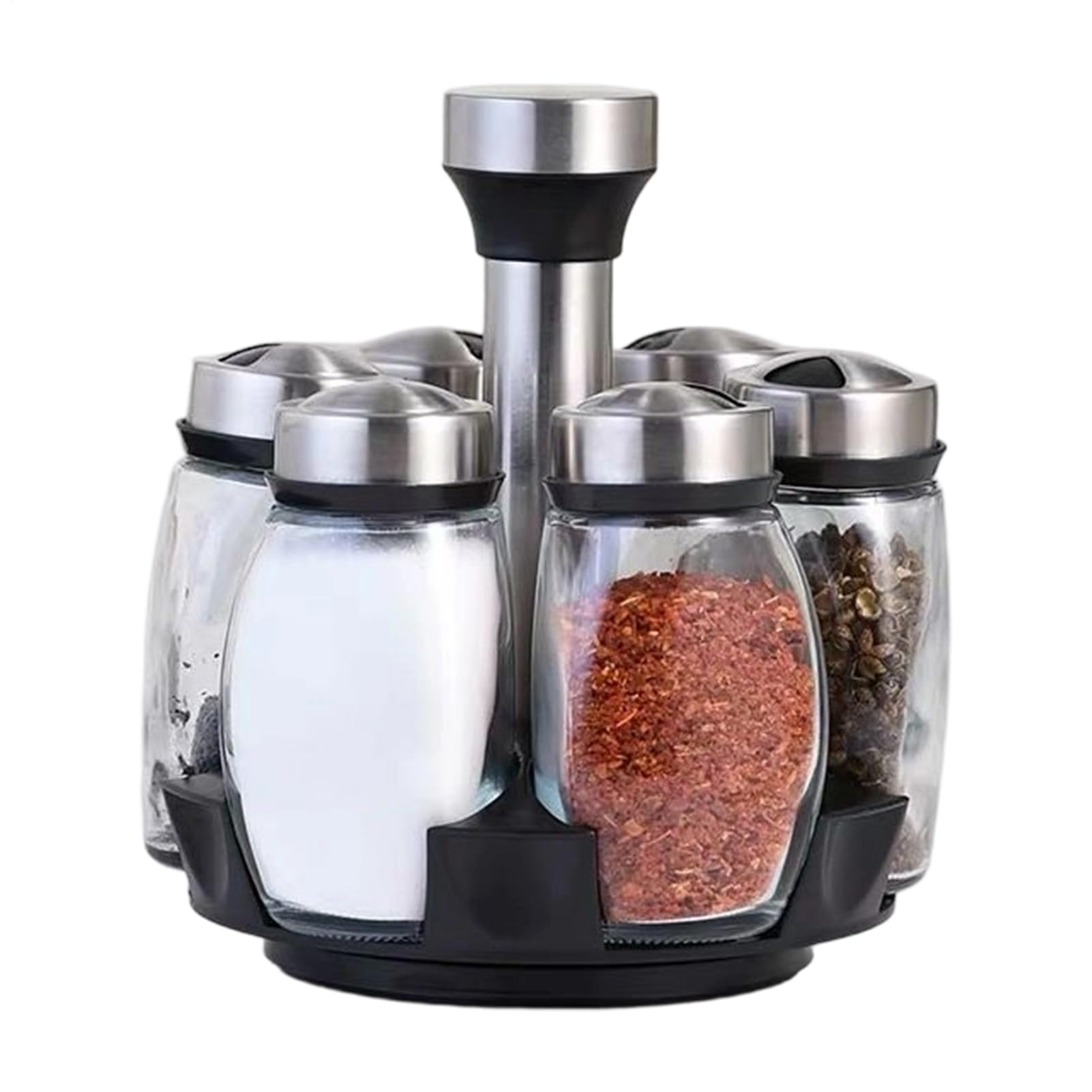 Barattoli Per Spezie E Portaspezie Organizzazione Cucina Acciaio | Organizzatore Condimenti Girevole Per Cucina, Casa, Dispensa, Ristorante, Sala da Pranzo e Tavolo